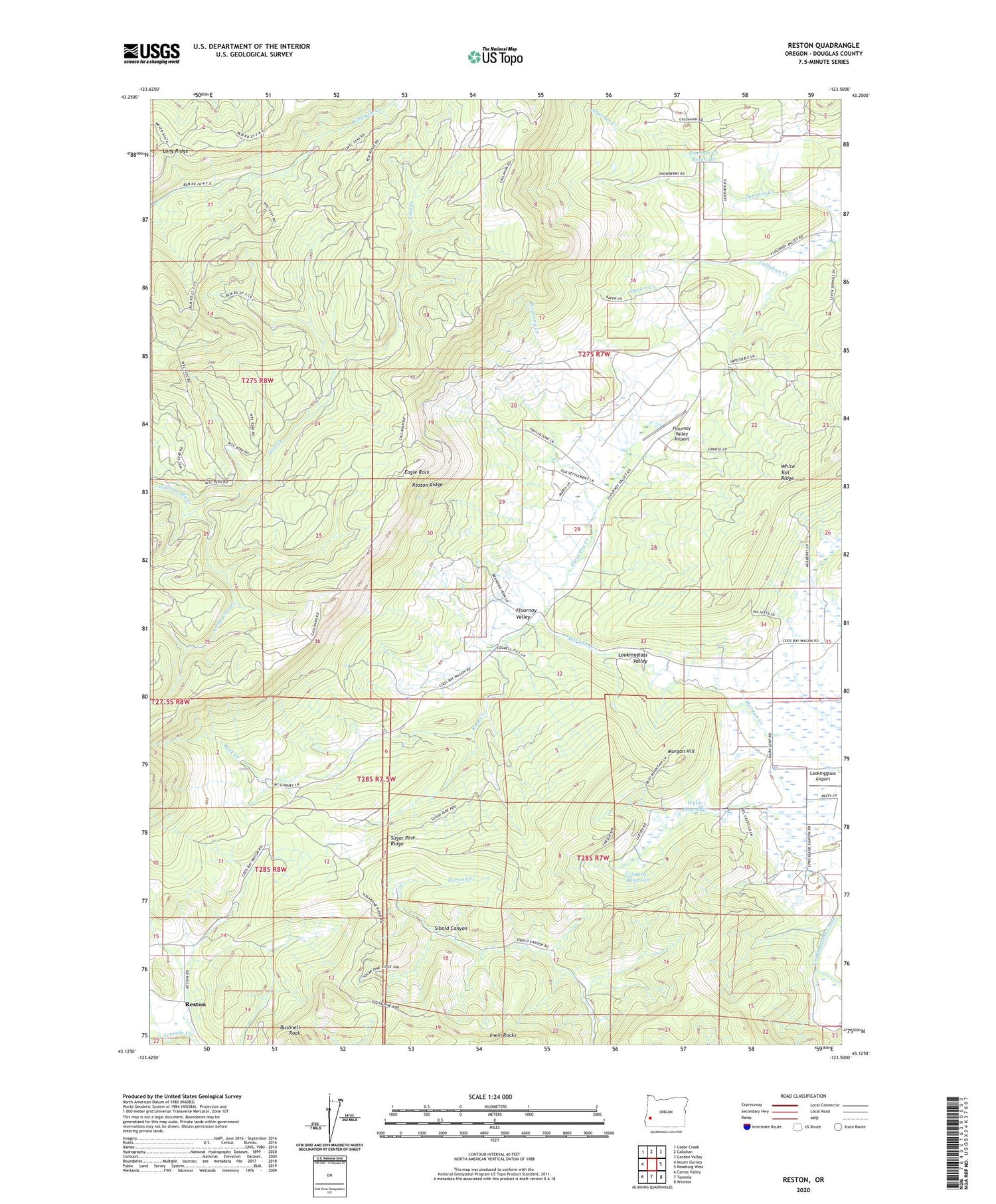 Reston Oregon US Topo Map Image