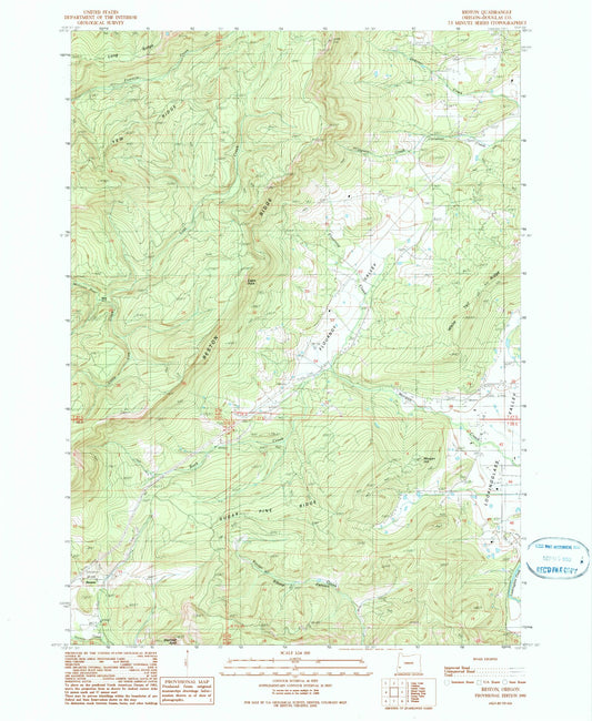 Classic USGS Reston Oregon 7.5'x7.5' Topo Map Image