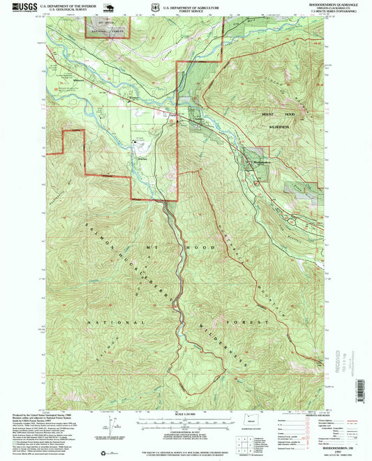 Classic USGS Rhododendron Oregon 7.5'x7.5' Topo Map Image