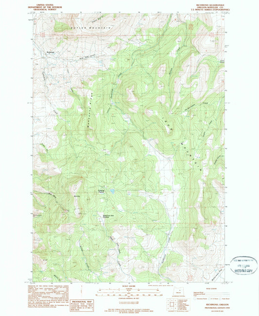 Classic USGS Richmond Oregon 7.5'x7.5' Topo Map Image