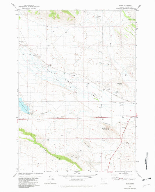 Classic USGS Riley Oregon 7.5'x7.5' Topo Map Image