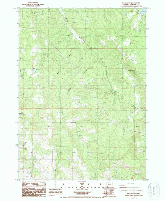 Classic USGS Rio Canyon Oregon 7.5'x7.5' Topo Map Image