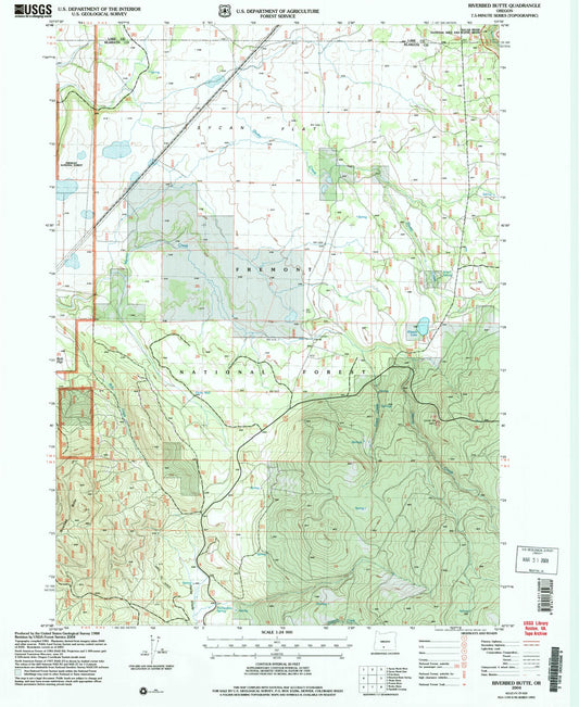 Classic USGS Riverbed Butte Oregon 7.5'x7.5' Topo Map Image