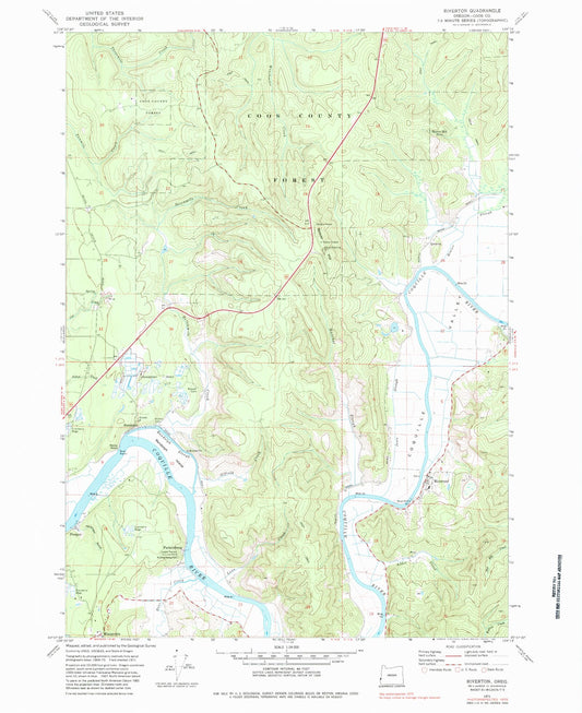 Classic USGS Riverton Oregon 7.5'x7.5' Topo Map Image