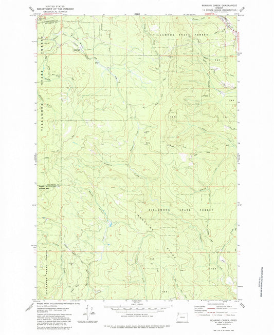 Classic USGS Roaring Creek Oregon 7.5'x7.5' Topo Map Image