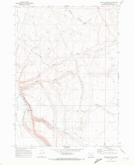 Classic USGS Roaring Springs Oregon 7.5'x7.5' Topo Map Image
