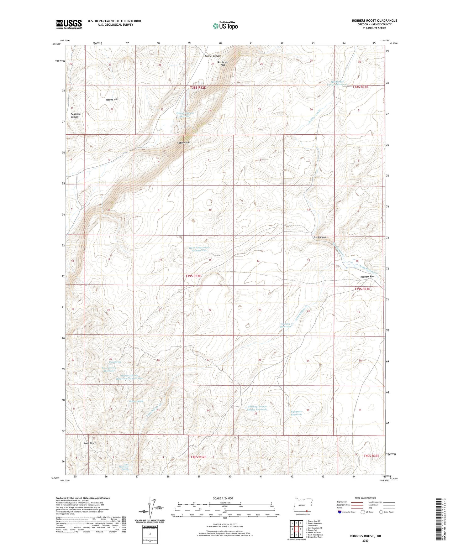 Robbers Roost Oregon US Topo Map Image