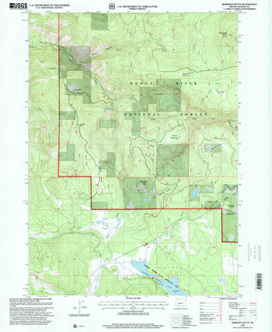 Classic USGS Robinson Butte Oregon 7.5'x7.5' Topo Map Image