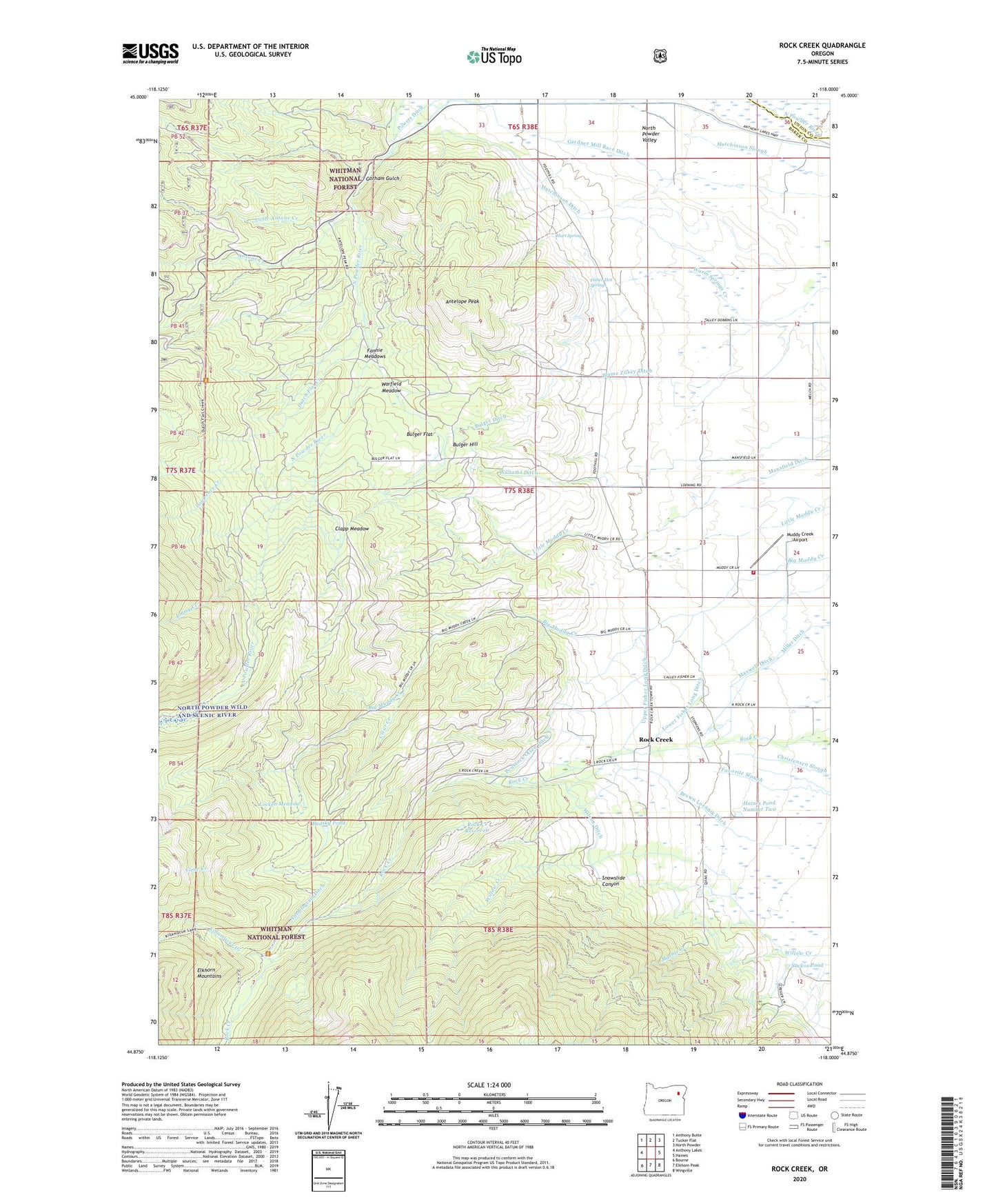 Rock Creek Oregon US Topo Map Image