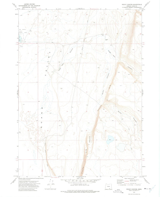 Classic USGS Rocky Canyon Oregon 7.5'x7.5' Topo Map Image