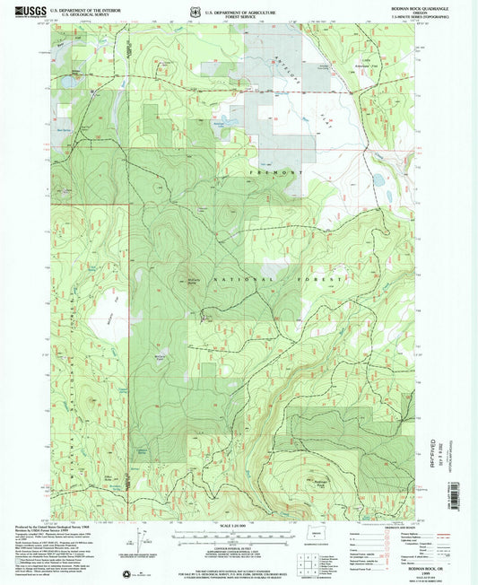 Classic USGS Rodman Rock Oregon 7.5'x7.5' Topo Map Image