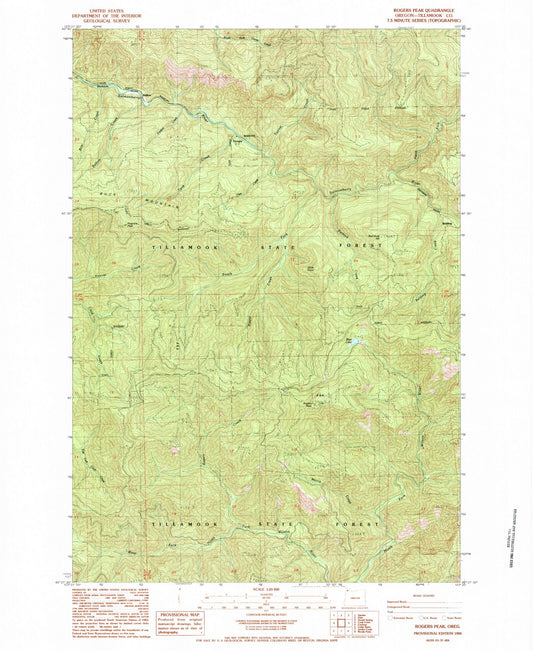 Classic USGS Rogers Peak Oregon 7.5'x7.5' Topo Map Image