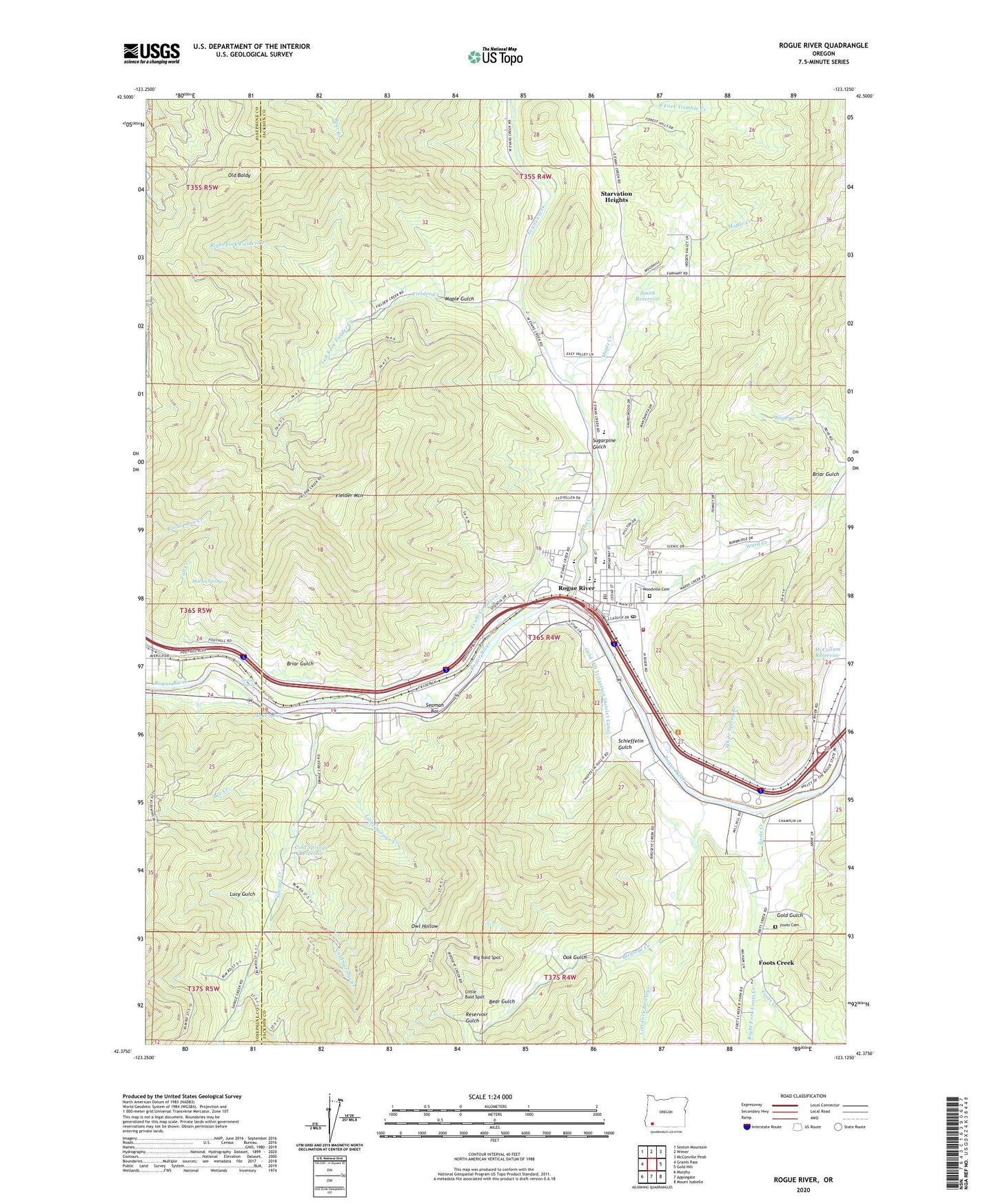 Rogue River Oregon US Topo Map Image