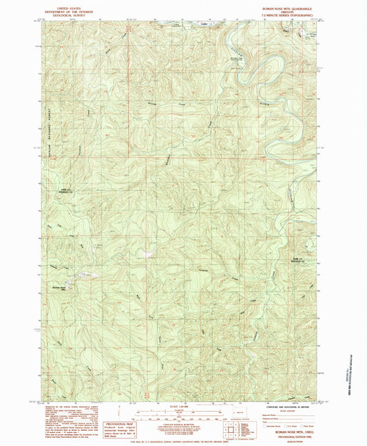 Classic USGS Roman Nose Mountain Oregon 7.5'x7.5' Topo Map Image