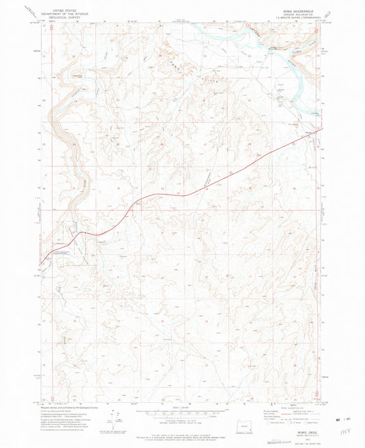 Classic USGS Rome Oregon 7.5'x7.5' Topo Map Image