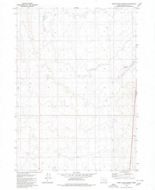 Classic USGS Rome State Airport Oregon 7.5'x7.5' Topo Map Image