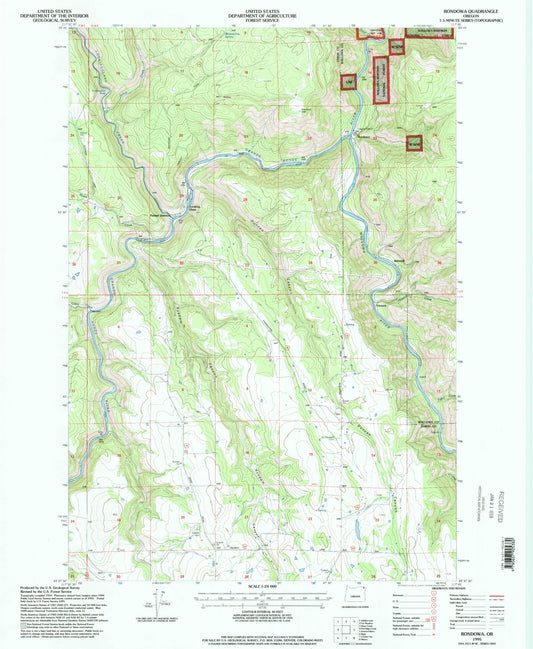 Classic USGS Rondowa Oregon 7.5'x7.5' Topo Map Image