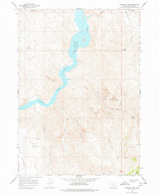 Classic USGS Rooster Comb Oregon 7.5'x7.5' Topo Map Image