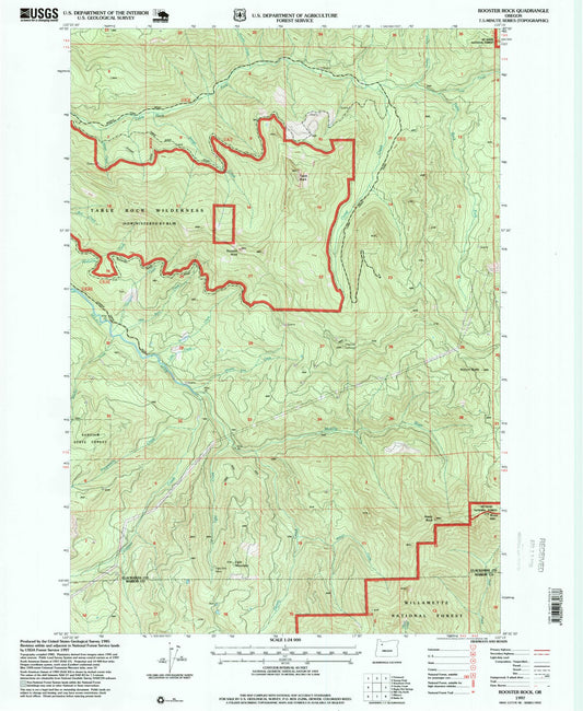 Classic USGS Rooster Rock Oregon 7.5'x7.5' Topo Map Image