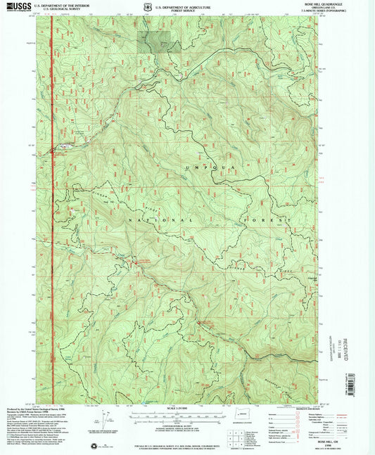 Classic USGS Rose Hill Oregon 7.5'x7.5' Topo Map Image