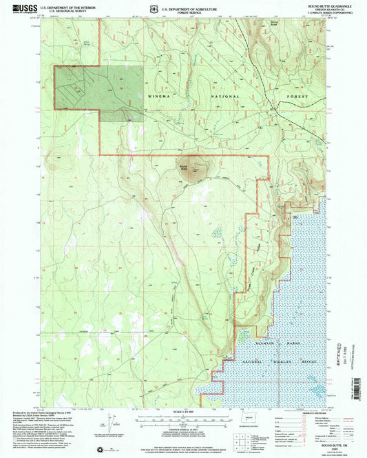 Classic USGS Round Butte Oregon 7.5'x7.5' Topo Map Image
