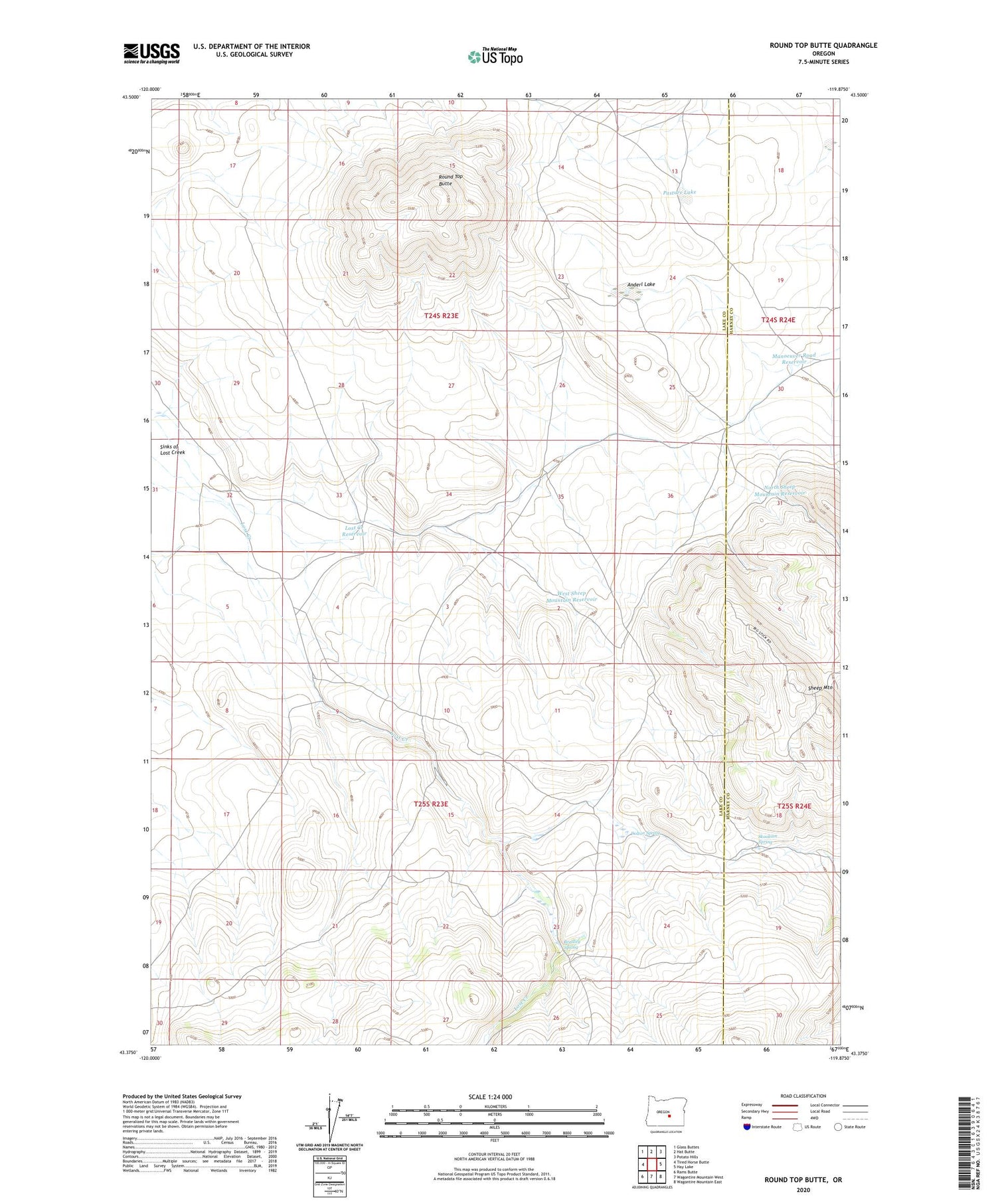 Round Top Butte Oregon US Topo Map Image