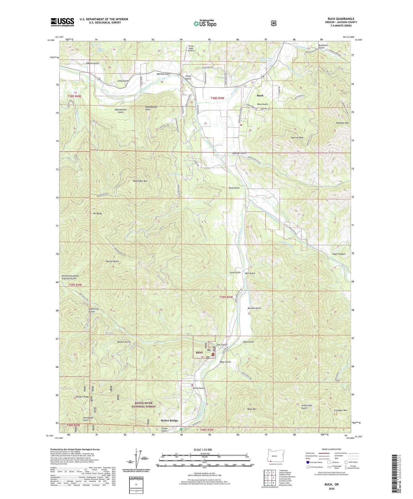 Ruch Oregon US Topo Map Image