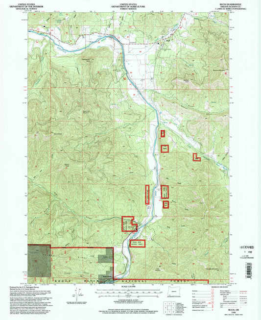 Classic USGS Ruch Oregon 7.5'x7.5' Topo Map Image