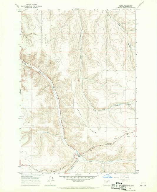 Classic USGS Ruggs Oregon 7.5'x7.5' Topo Map Image