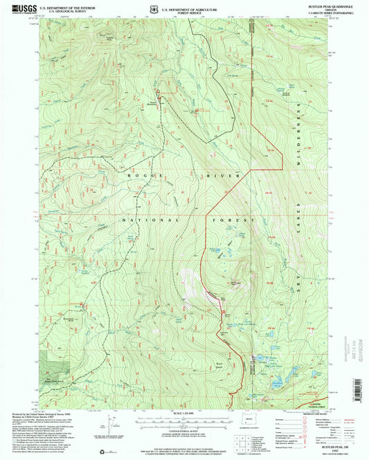 Classic USGS Rustler Peak Oregon 7.5'x7.5' Topo Map Image