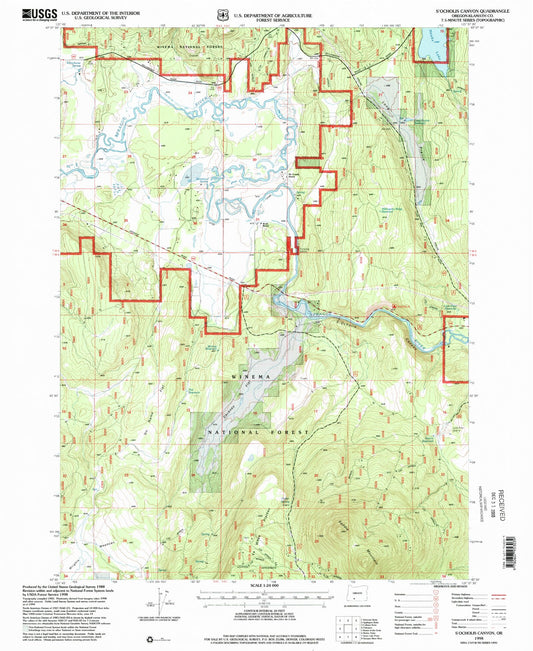 Classic USGS S'Ocholis Canyon Oregon 7.5'x7.5' Topo Map Image