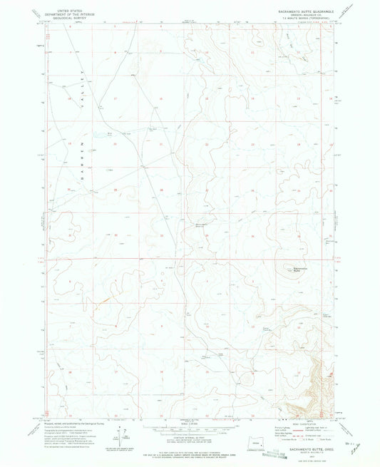 Classic USGS Sacramento Butte Oregon 7.5'x7.5' Topo Map Image