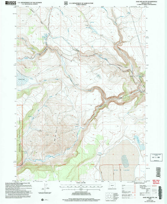 Classic USGS Sage Hen Butte Oregon 7.5'x7.5' Topo Map Image