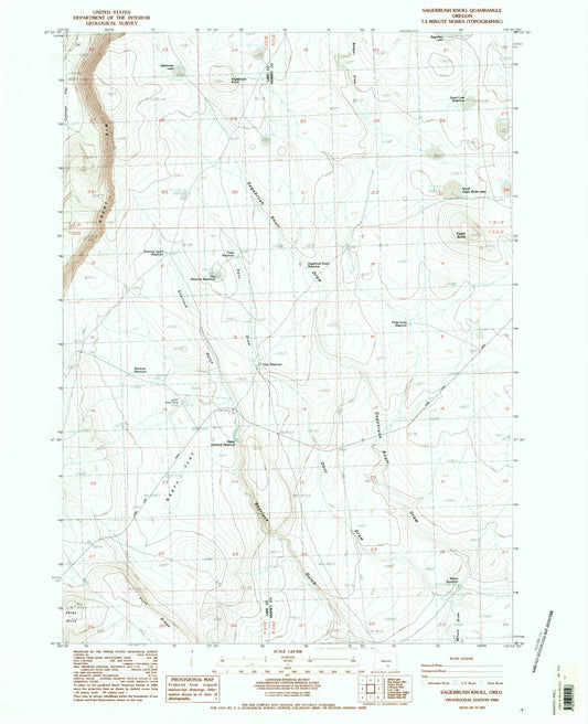 Classic USGS Sagebrush Knoll Oregon 7.5'x7.5' Topo Map Image