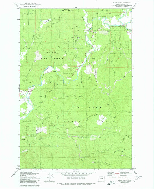 Classic USGS Sager Creek Oregon 7.5'x7.5' Topo Map Image