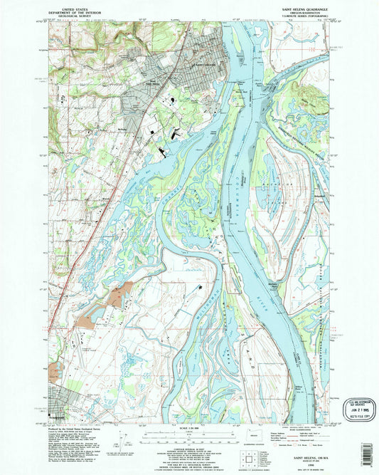 Classic USGS Saint Helens Oregon 7.5'x7.5' Topo Map Image