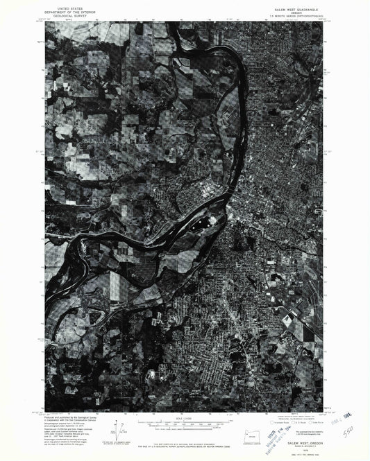 Classic USGS Salem West Oregon 7.5'x7.5' Topo Map Image