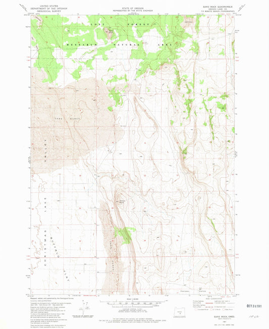 Classic USGS Sand Rock Oregon 7.5'x7.5' Topo Map Image