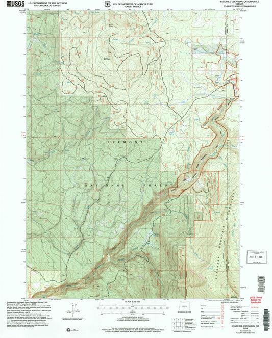 Classic USGS Sandhill Crossing Oregon 7.5'x7.5' Topo Map Image