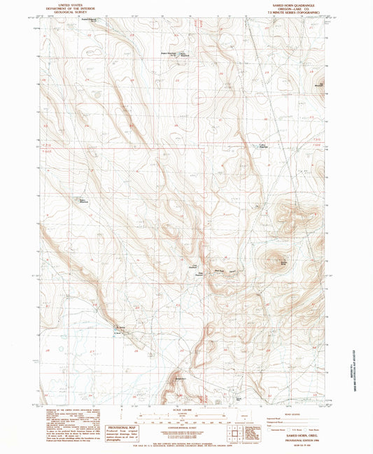 Classic USGS Sawed Horn Oregon 7.5'x7.5' Topo Map Image