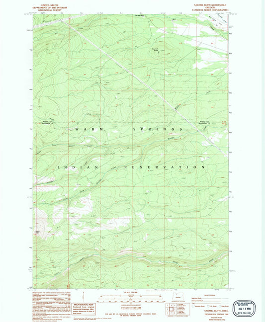 Classic USGS Sawmill Butte Oregon 7.5'x7.5' Topo Map Image