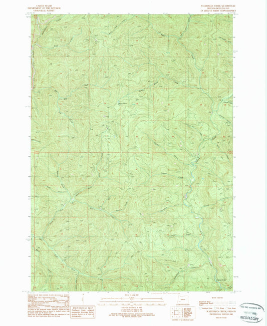 Classic USGS Scaredman Creek Oregon 7.5'x7.5' Topo Map Image