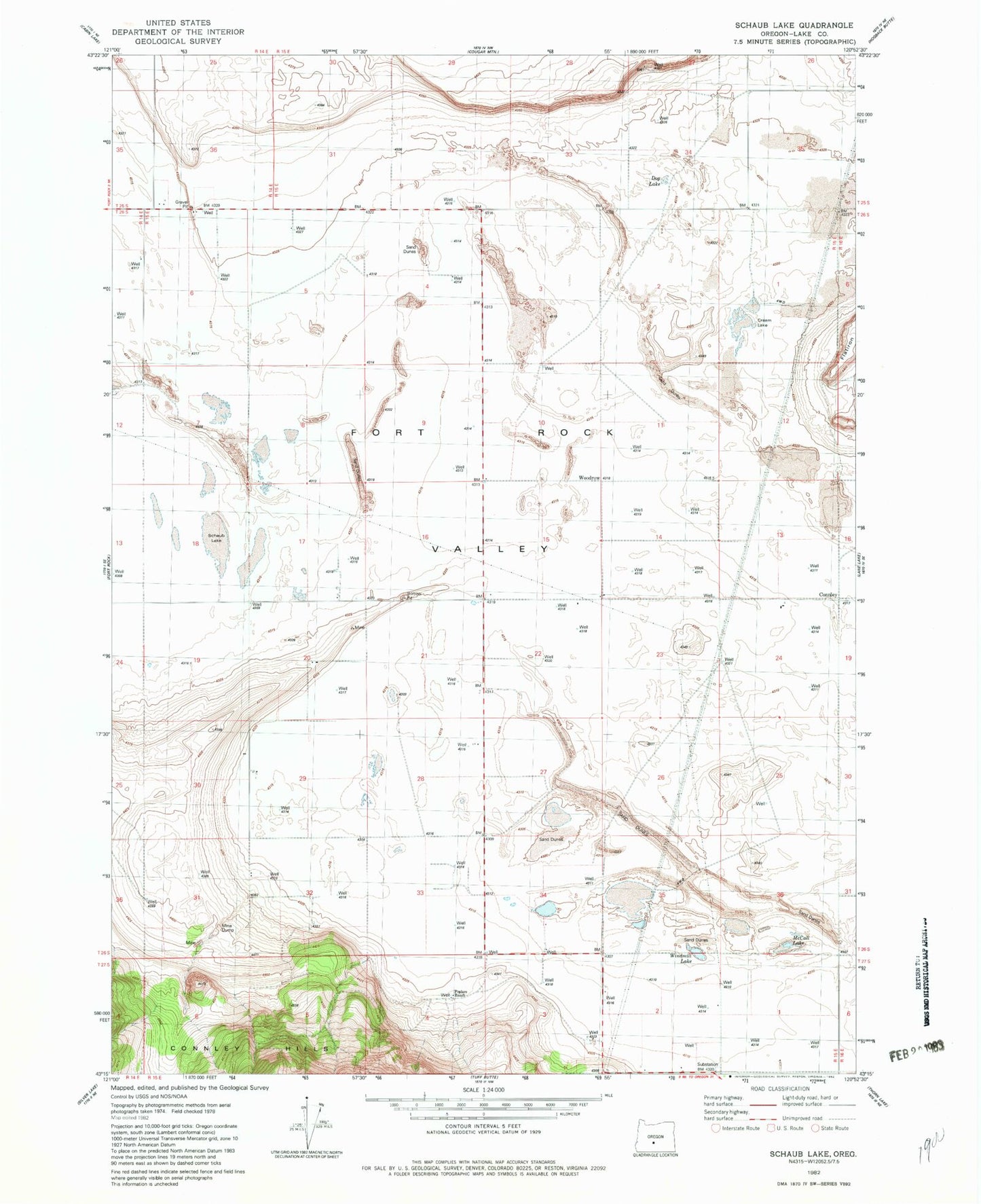Classic USGS Schaub Lake Oregon 7.5'x7.5' Topo Map Image