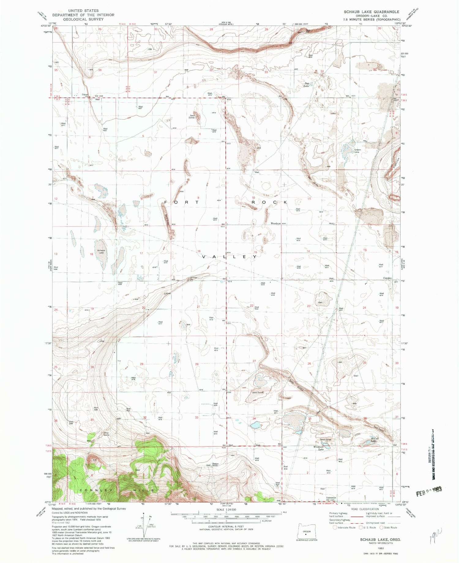 Classic USGS Schaub Lake Oregon 7.5'x7.5' Topo Map Image