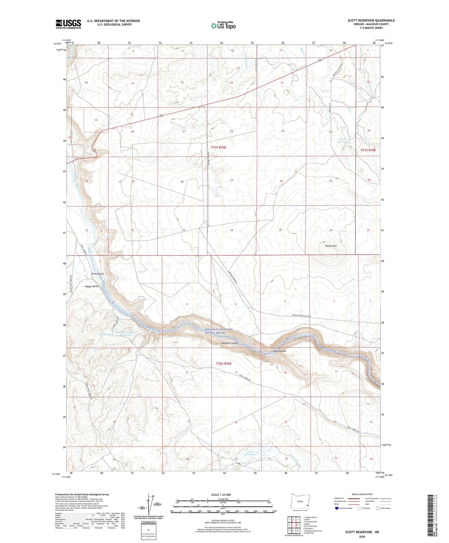 Scott Reservoir Oregon US Topo Map Image