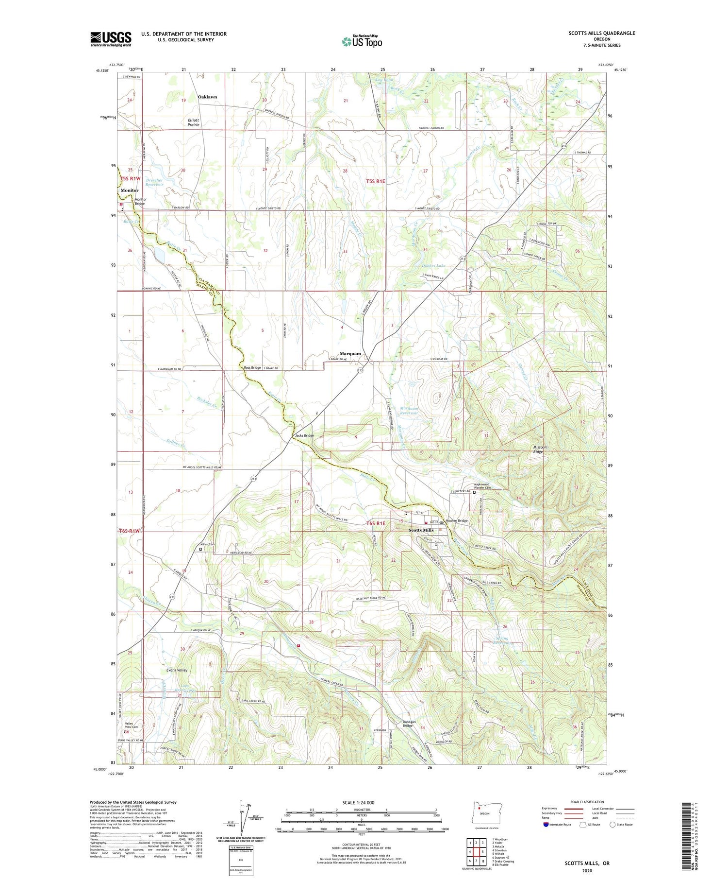 Scotts Mills Oregon US Topo Map Image