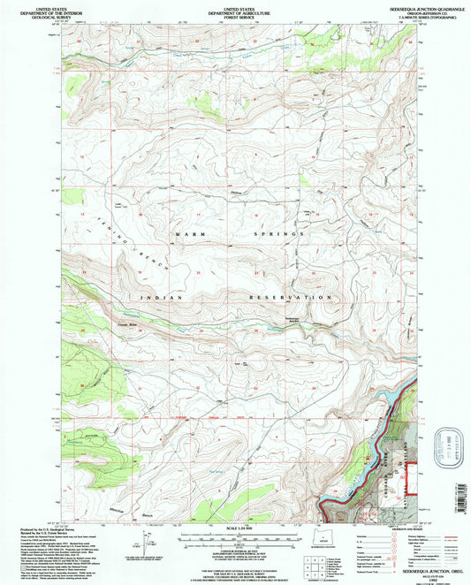 Classic USGS Seekseequa Junction Oregon 7.5'x7.5' Topo Map Image