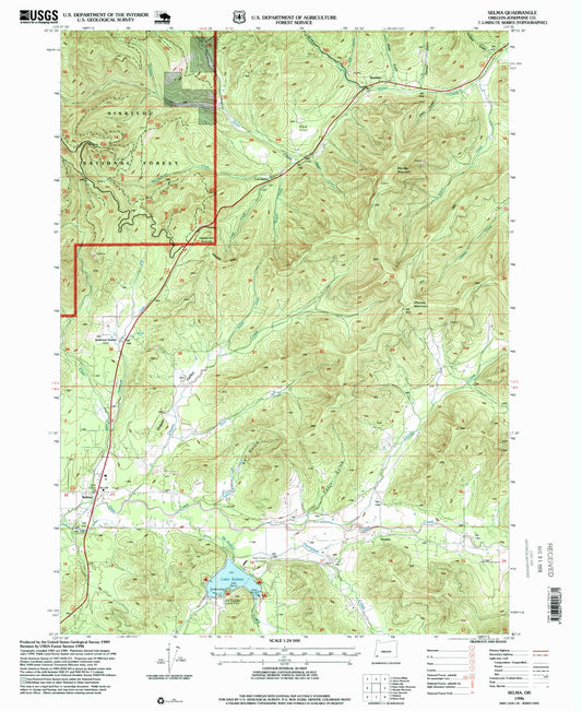 Classic USGS Selma Oregon 7.5'x7.5' Topo Map Image