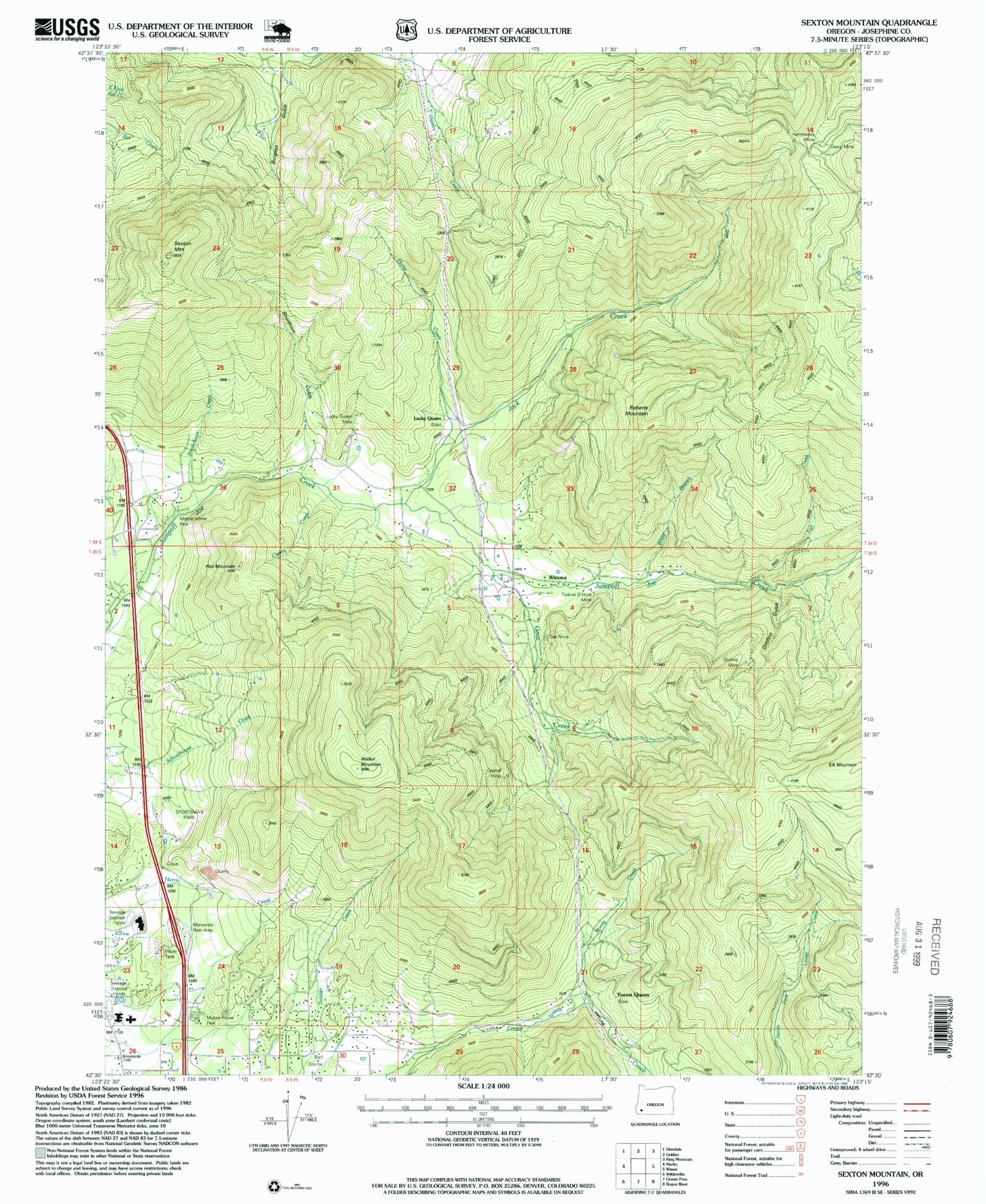 Classic USGS Sexton Mountain Oregon 7.5'x7.5' Topo Map – MyTopo Map Store