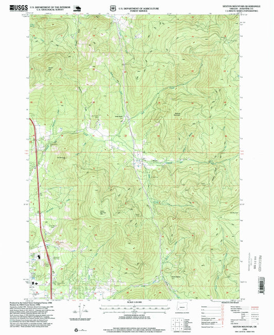 Classic USGS Sexton Mountain Oregon 7.5'x7.5' Topo Map Image